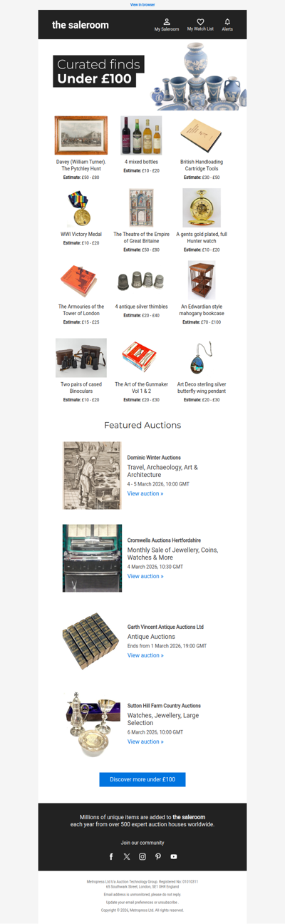 Discover lots under £100 ending soon