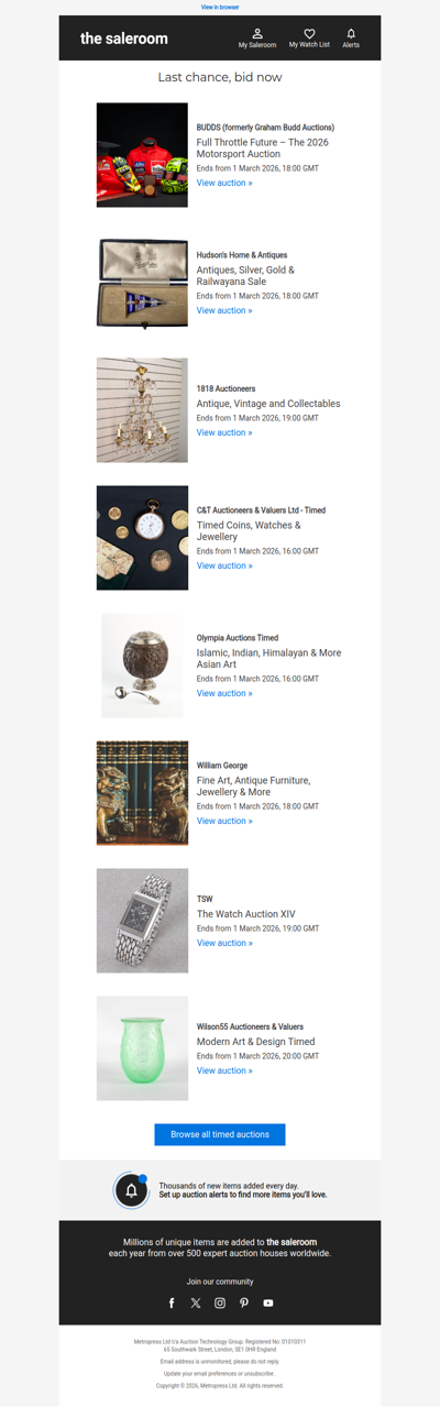 Last Call - Timed auctions ending soon