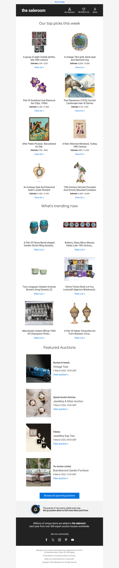 Tuesday’s featured lots selected for this week