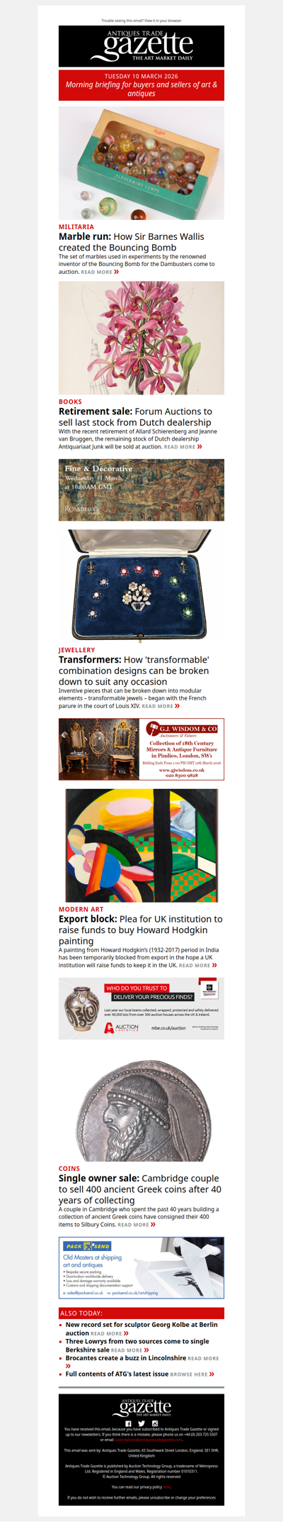 How Sir Barnes Wallis created the Bouncing Bomb | Dutch dealership to sell stock at auction | Export block for Howard Hodgkin painting | plus more news and features in ATG's morning briefing