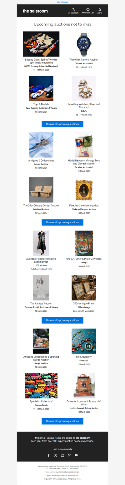 A new selection of upcoming auctions this weekend