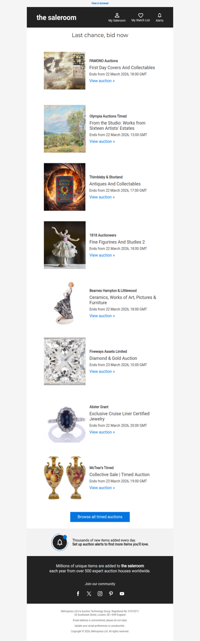 Last Call - Timed auctions ending soon