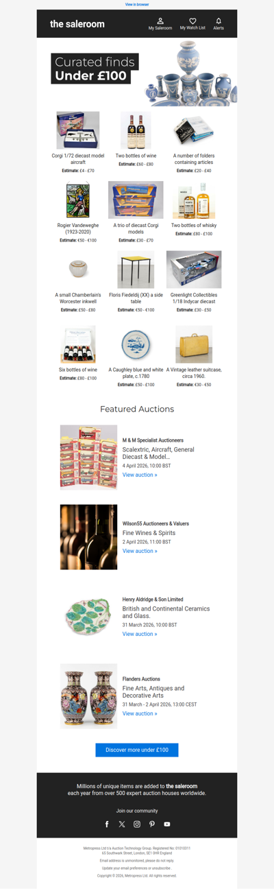 Discover lots under £100 ending soon