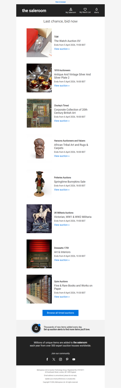 Last Call - Timed auctions ending soon