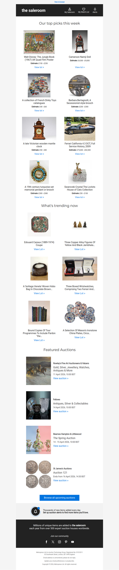 Explore Tuesday's featured lots after the Easter break