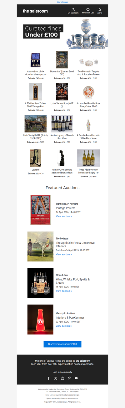 Discover lots under £100 ending soon