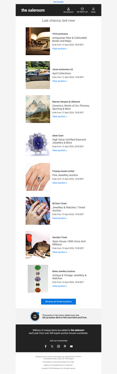 Last Call - Timed auctions ending soon