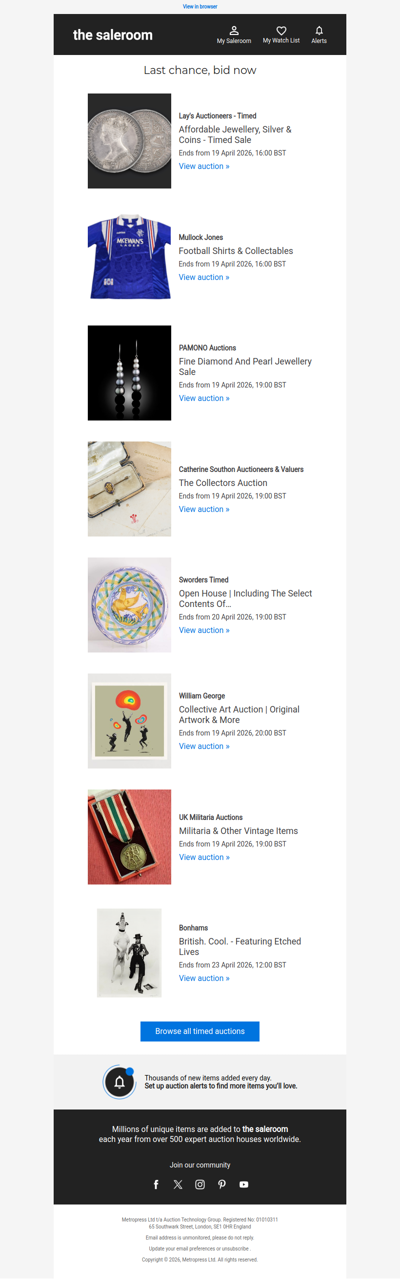 Last Call - Timed auctions ending soon