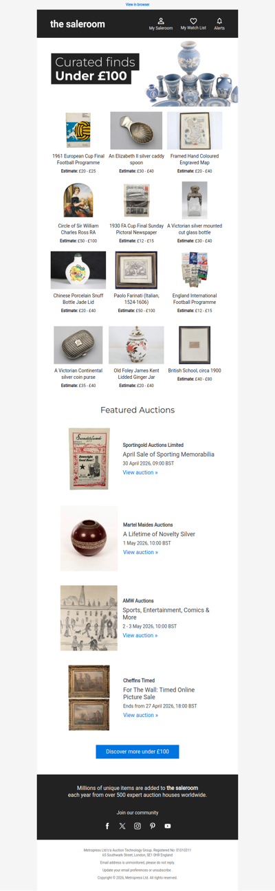 Discover lots under £100 ending soon