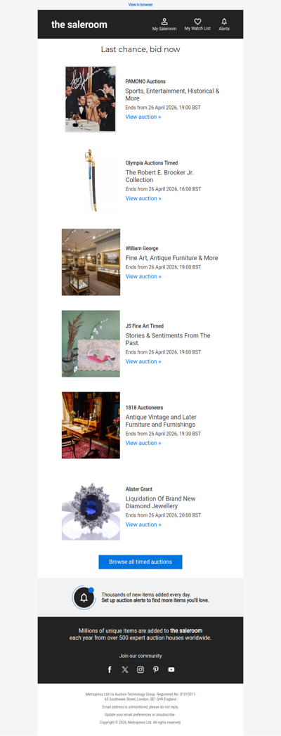 Last Call - Timed auctions ending soon