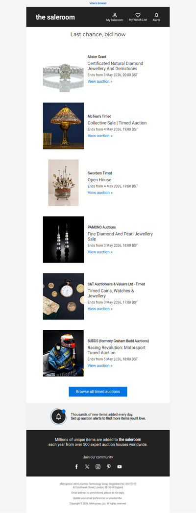 Last Call - Timed auctions ending soon