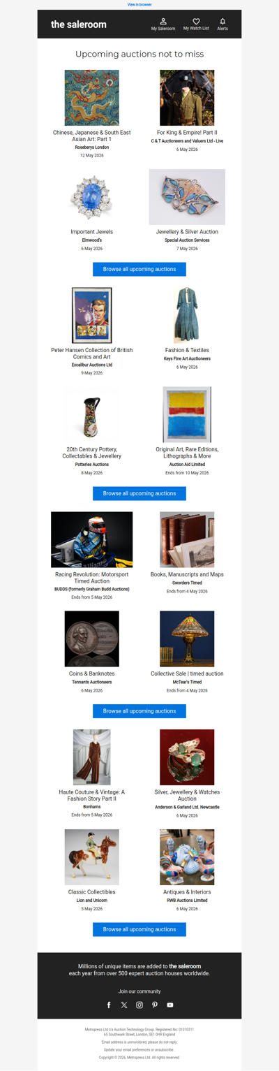 Upcoming auctions to enjoy this bank holiday weekend