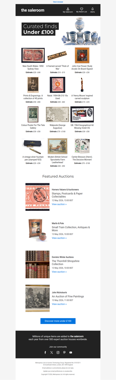 Discover lots under £100 ending soon
