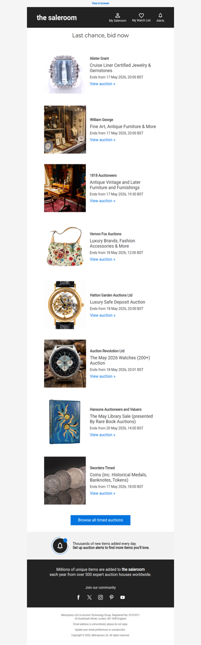 Last Call - Timed auctions ending soon