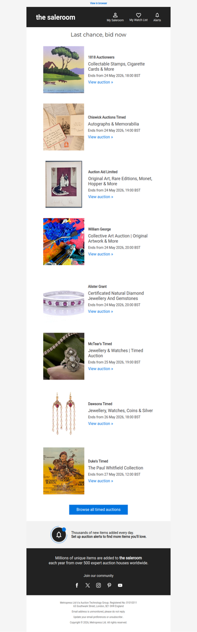 Last Call - Timed auctions ending soon