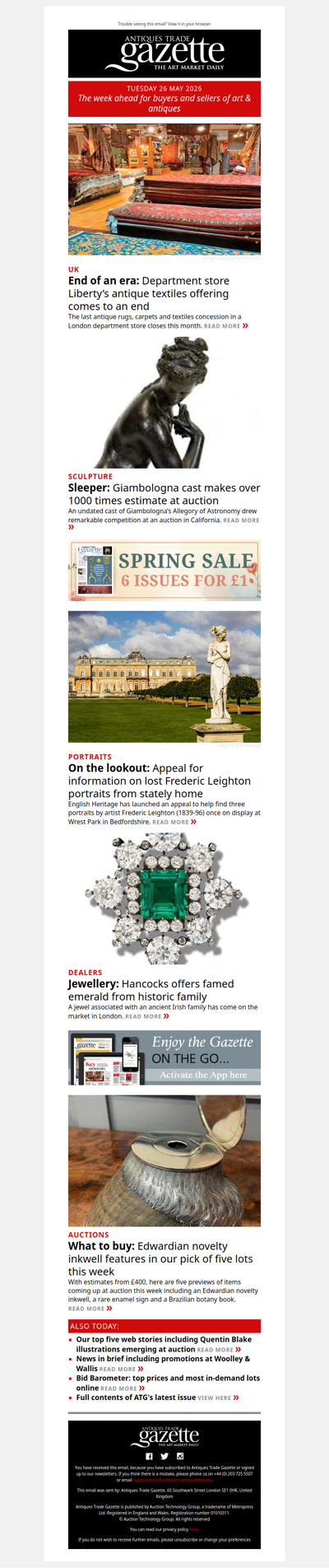 Major sleeper awoken at over 1000 times estimate | Top lots to watch this week | Liberty’s antique textiles offering comes to an end | plus more news and features in ATG's Monday briefing