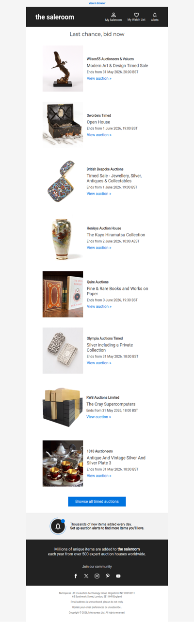 Last Call - Timed auctions ending soon