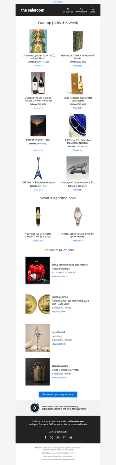 Featured lots now active across this week's catalogues