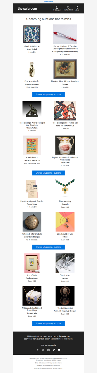 Discover the latest upcoming auctions on The Saleroom