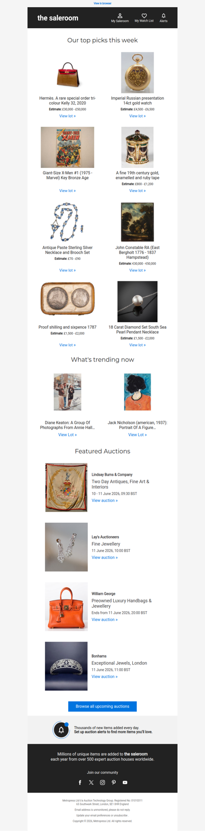 Discover what's new in this Tuesday's featured lots