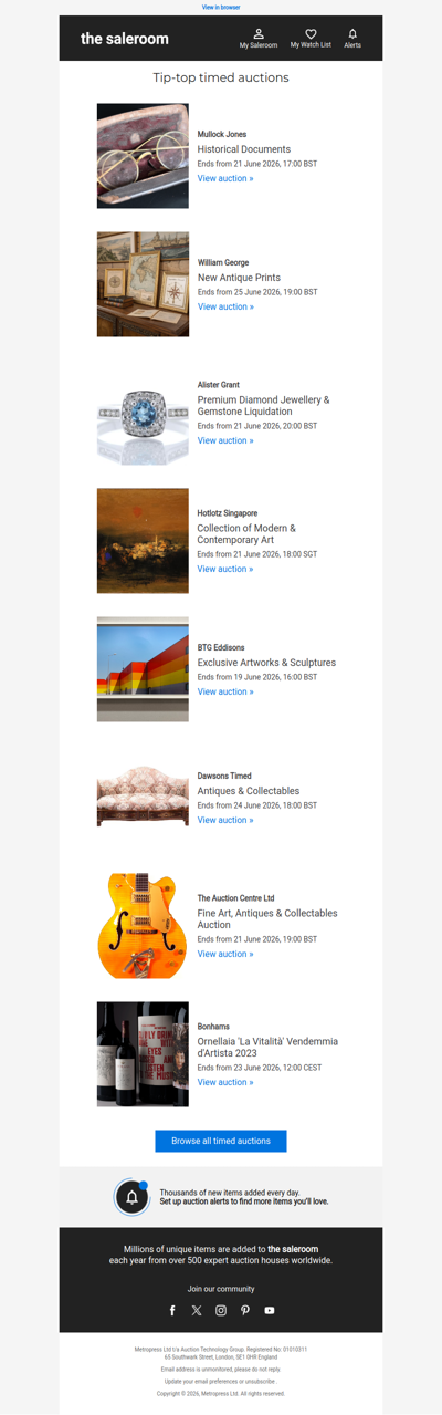 Explore timed auctions before bidding closes