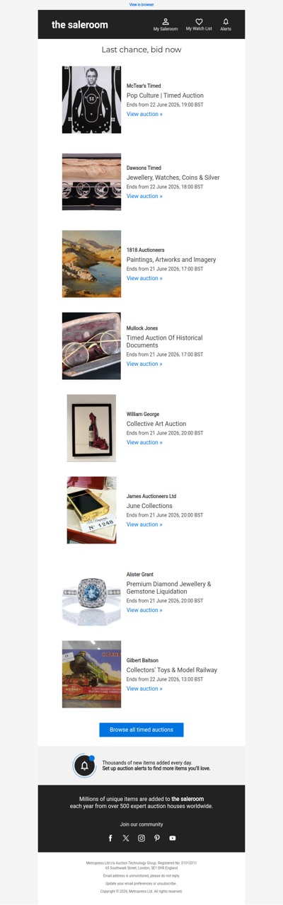Last Call - Timed auctions ending soon