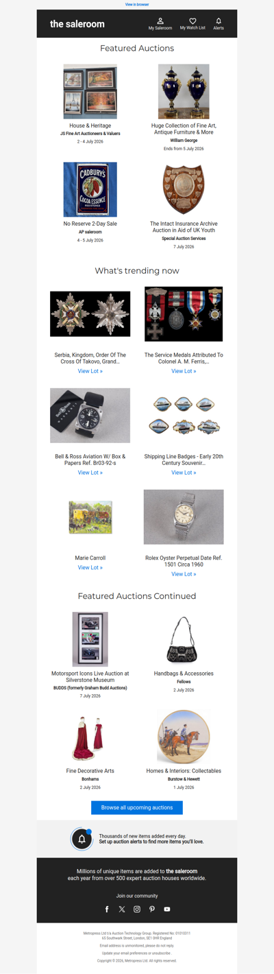 Explore the newest featured lots this week