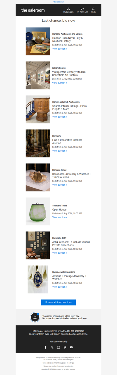 Last Call - Timed auctions ending soon