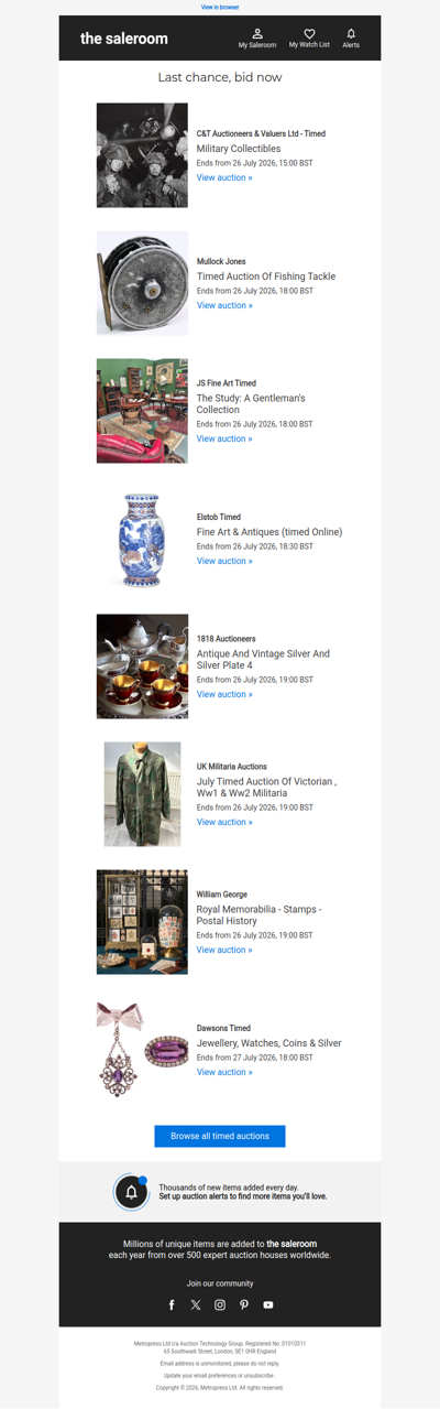 Last Call - Timed auctions ending soon