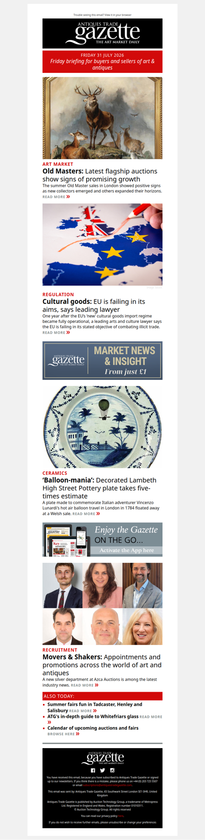 Old Masters showing signs of promising growth | ‘EU is failing in its aims’ for cultural goods says lawyer | Latest hires and industry news | plus more news and features in ATG's Friday briefing