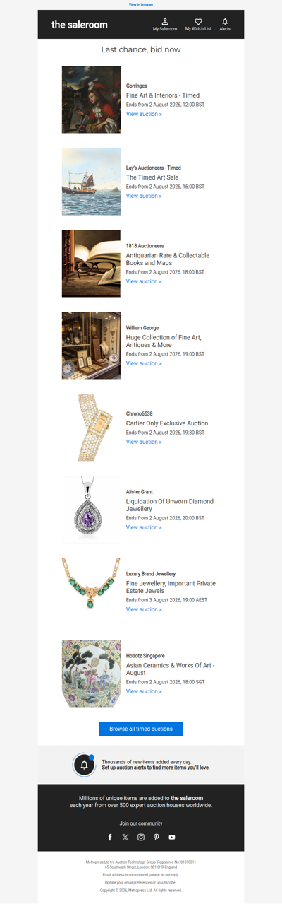 Last Call - Timed auctions ending soon