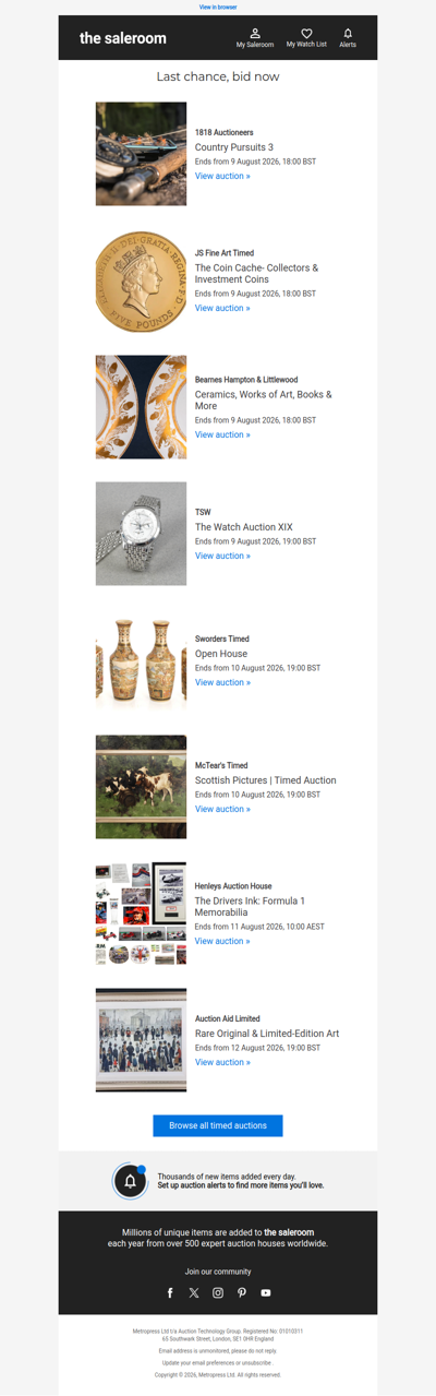 Last Call - Timed auctions ending soon