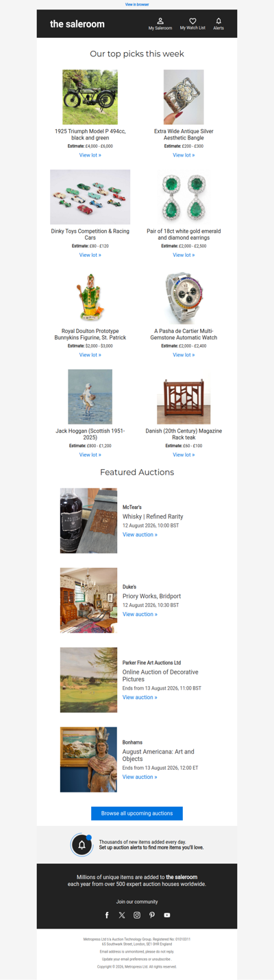 This week's featured lots, expertly picked