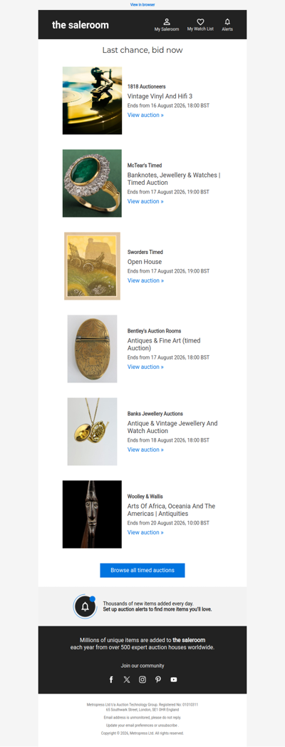 Last Call - Timed auctions ending soon
