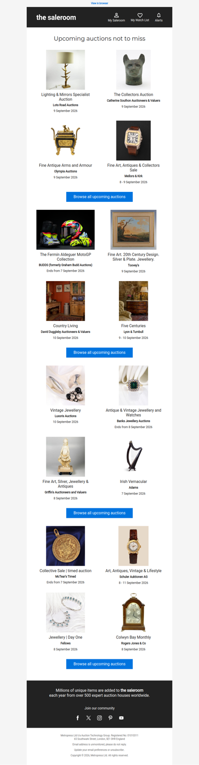 Your Sunday upcoming auctions await