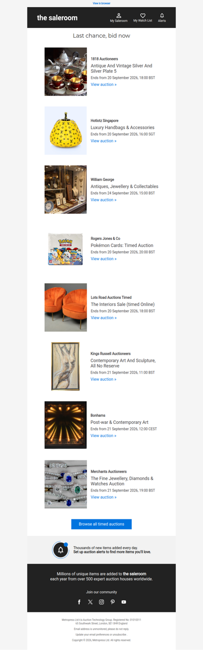 Last Call - Timed auctions ending soon