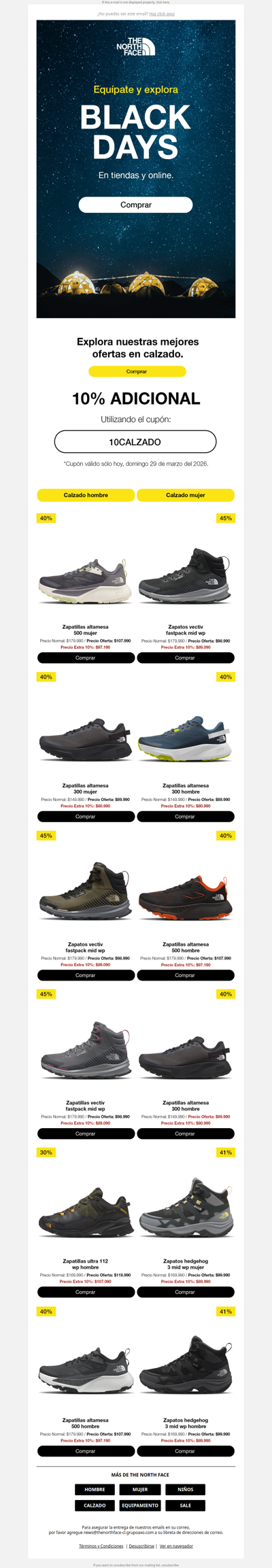 Solo por hoy 10% adicional en calzado