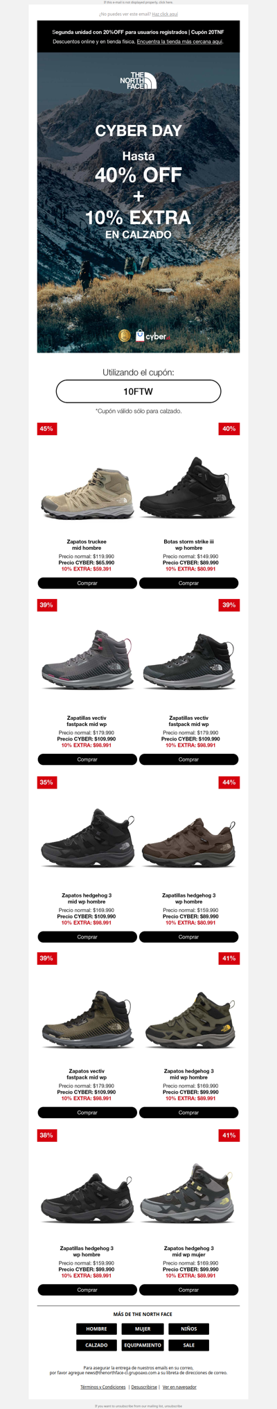 40% de descuento + 10% extra en Calzado.