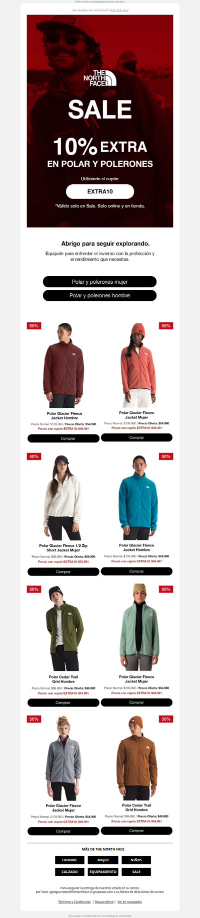10% OFF EXTRA en polar y polerones.