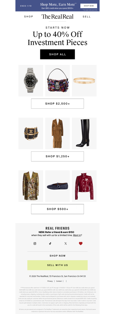 Up to 40% off investment pieces