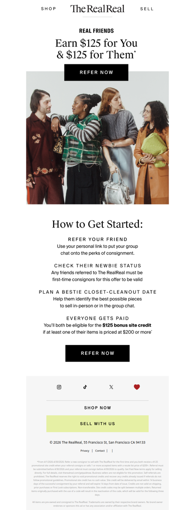 Real friends help friends get $125 credit