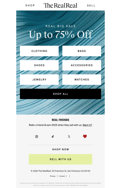 Our sale’s up to 75% off