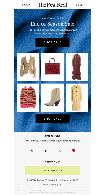 Up to 70% off coats, knits, and more