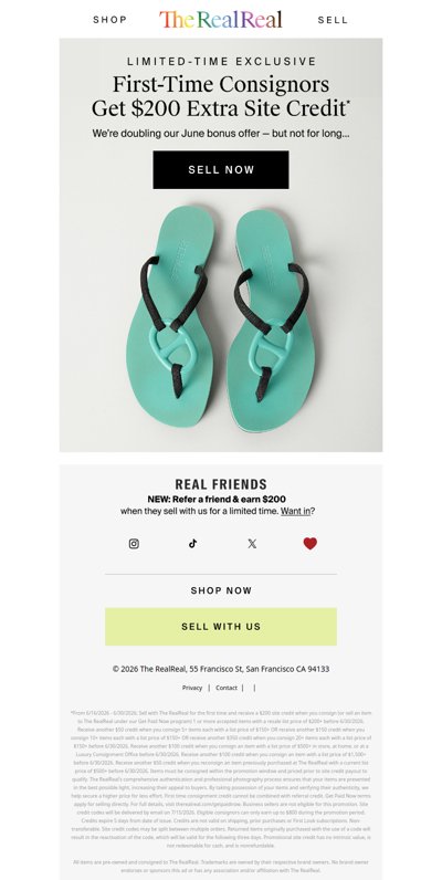 NEW: Get $200 site credit when you sell this month