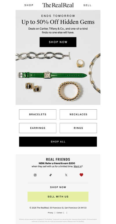 Up to 50% off the biggest names in jewelry