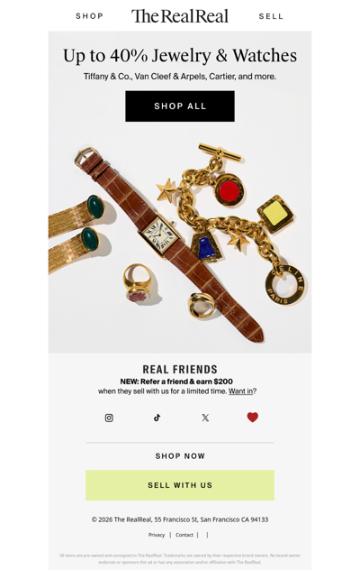 Up to 40% off Tiffany, Van Cleef, Cartier & more