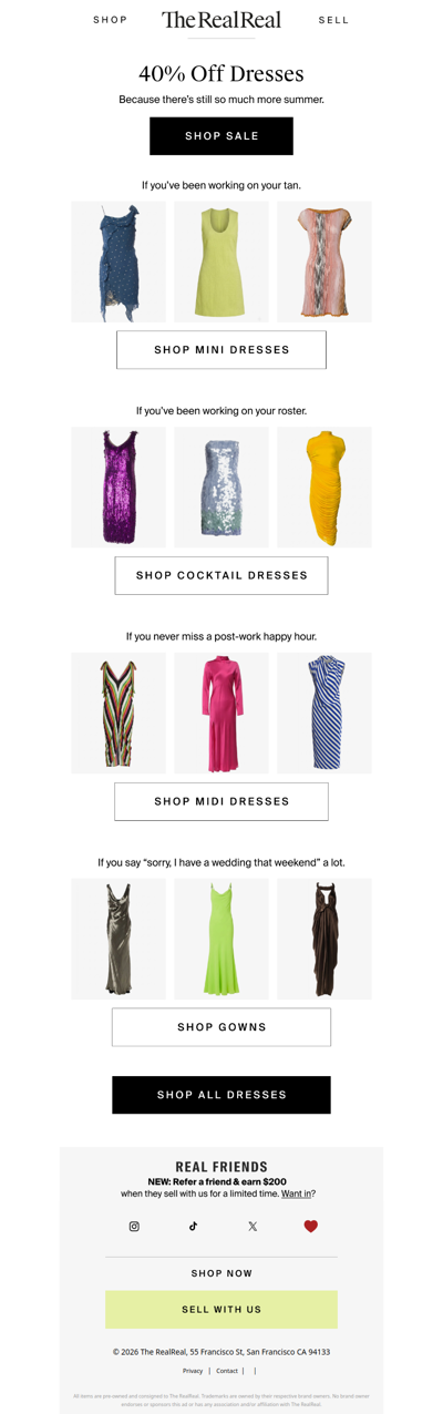 40% off dresses