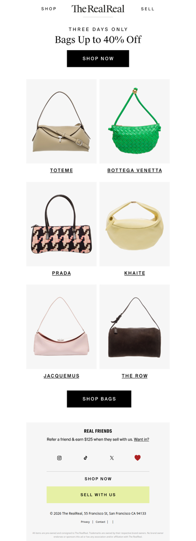 Up to 40% off bags