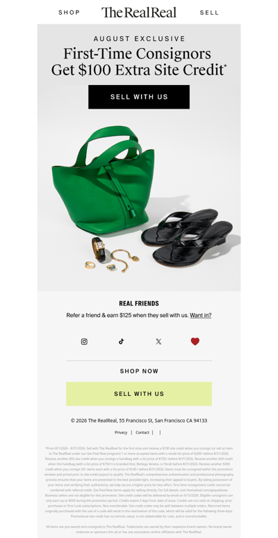 First time? Get $100 in site credit.