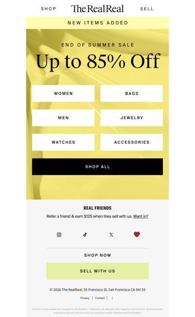 RE: Sale’s now up to 85% off